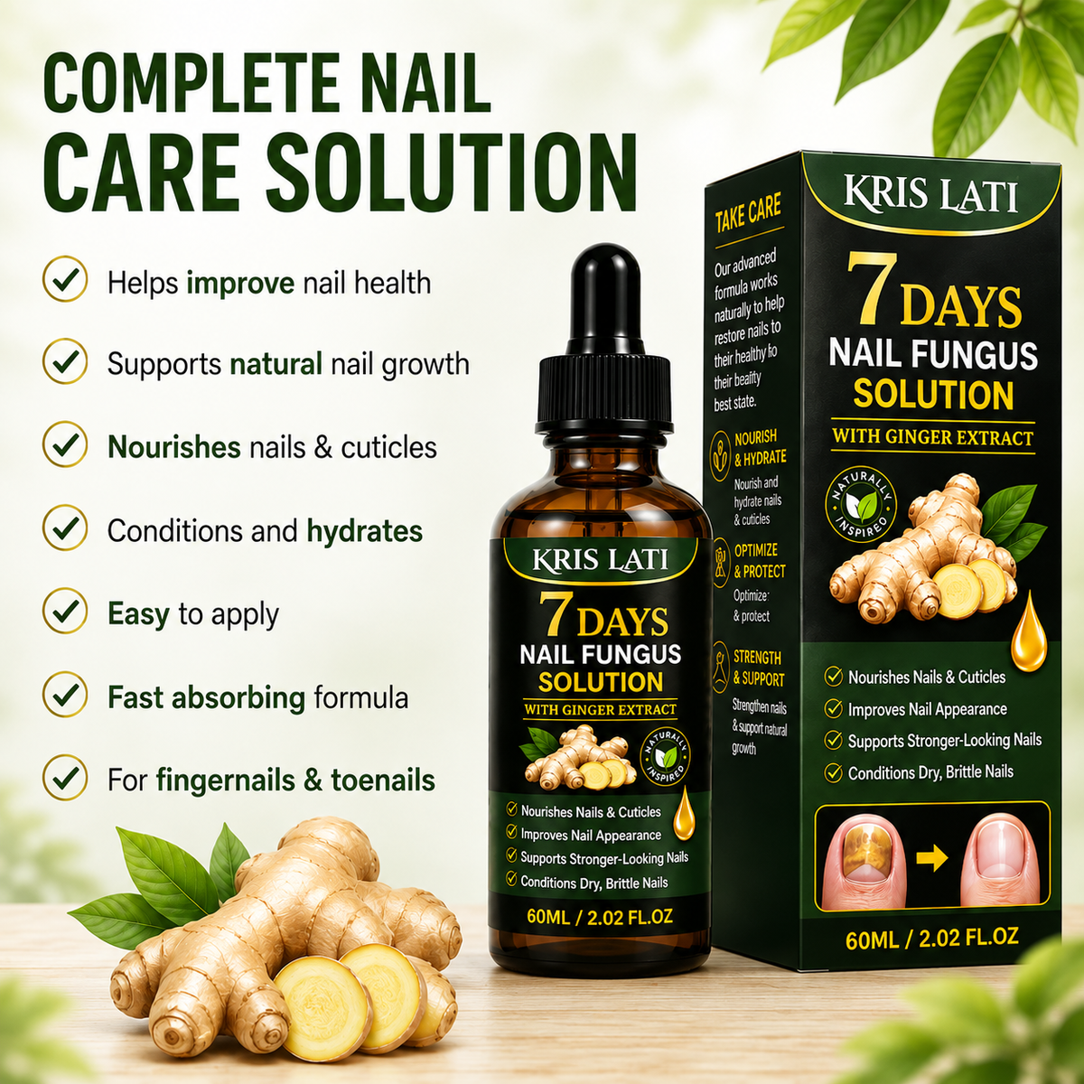 7 Days Nail Fungus Solution with Ginger Extract – 2.02 Fl Oz